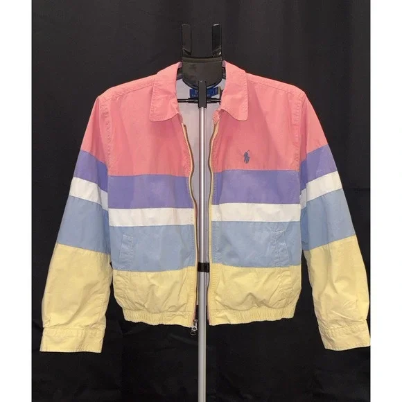 Polo Ralph Lauren Women's Pastel Color Block Poplin Windbreaker Jacket Size L - Picture 2 of 15